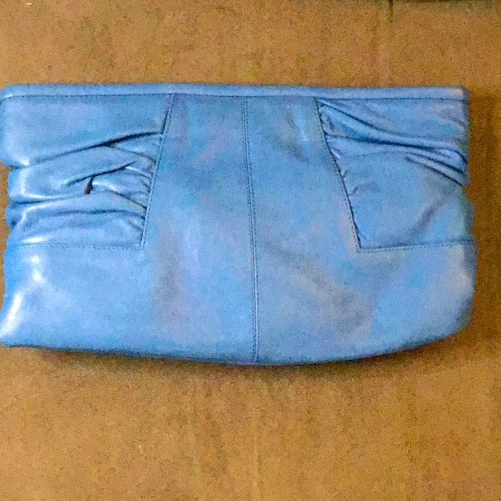 Vintage blue leather clutch